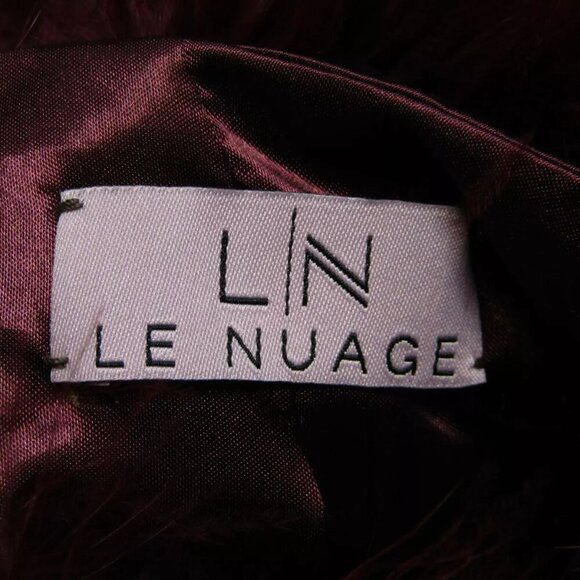 NEW LE NUAGE Jacket Merlot Red Lola Feather Crop Hook & Eye Closure Size S - Picture 6 of 8